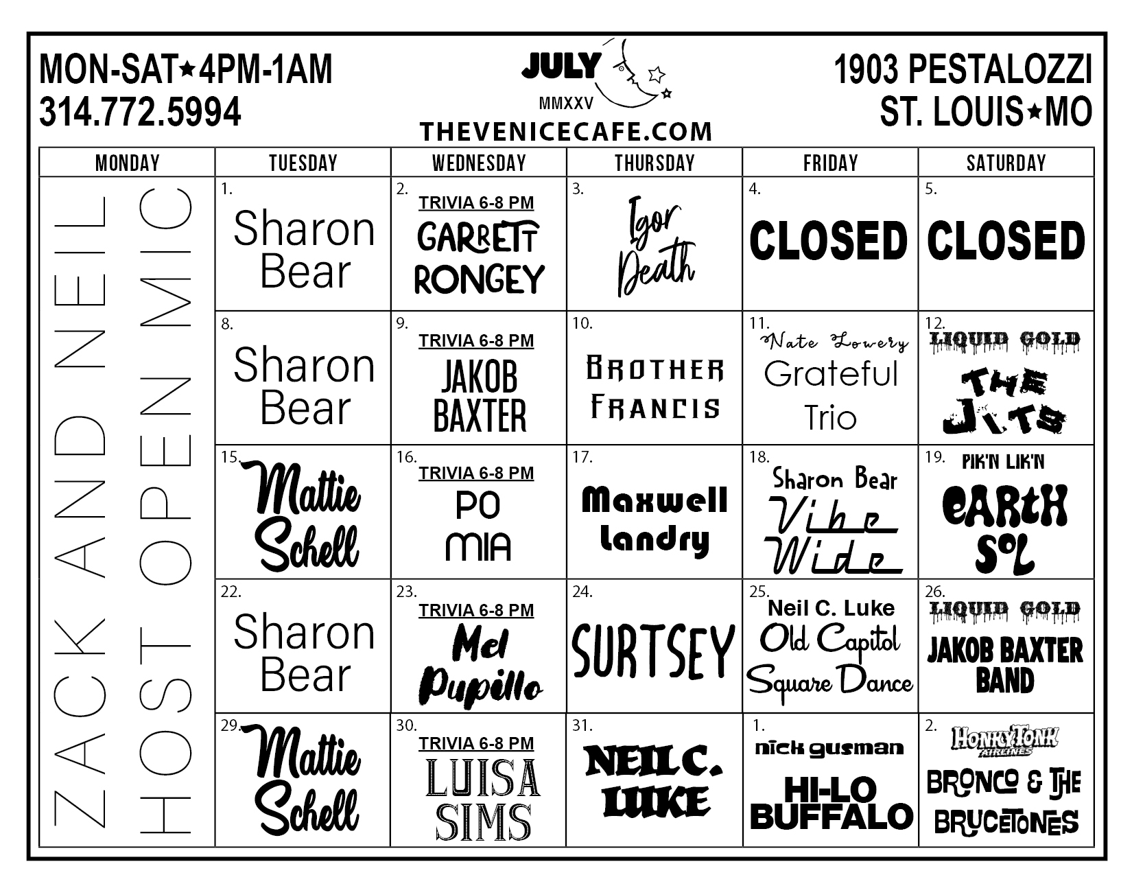 Band Calendar