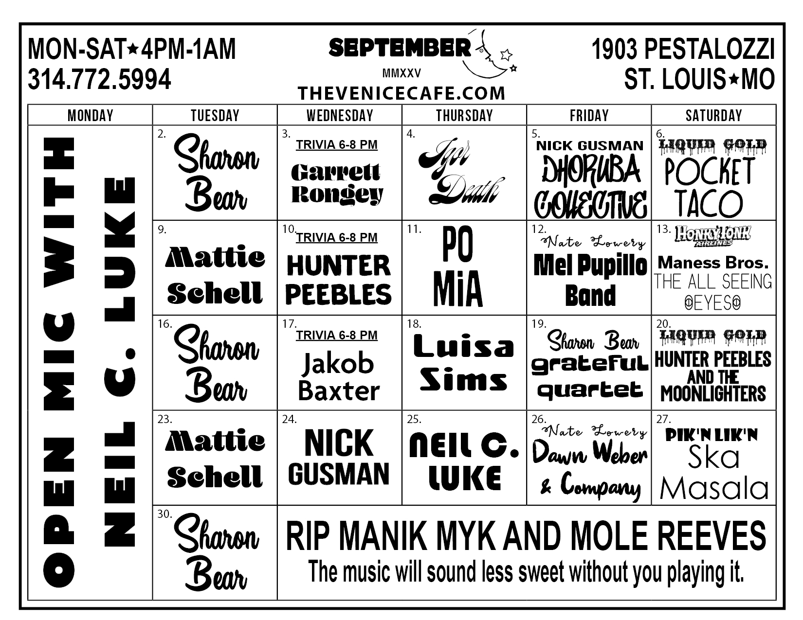 Band Calendar