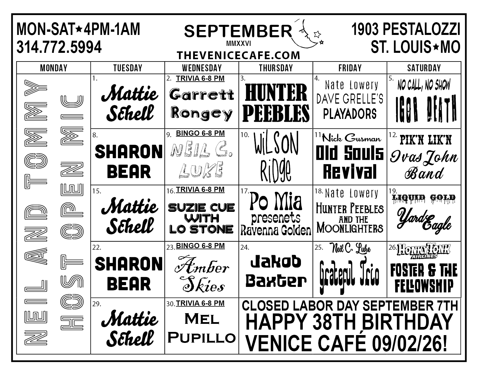 Band Calendar
